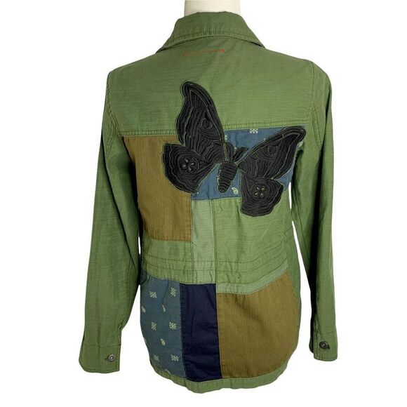Anthropologie Hei Hei Utility Jacket XS Green Patchwork Embroidered Field NEW - Picture 1 of 7